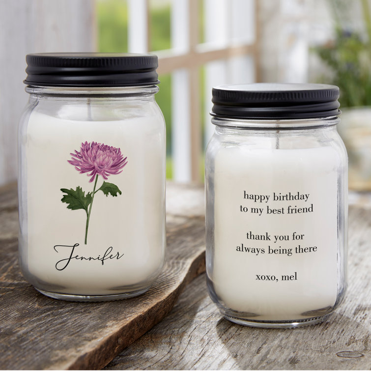 Personalization Mall Birth Month Flower Personalized Farmhouse Candle